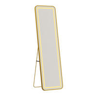 WANDSPIEGEL LED 150 x 40 cm aus Sicherheitsglas, abgerundete rechteckige Form, gold - Goldfarben, Metall (40/150/3cm)