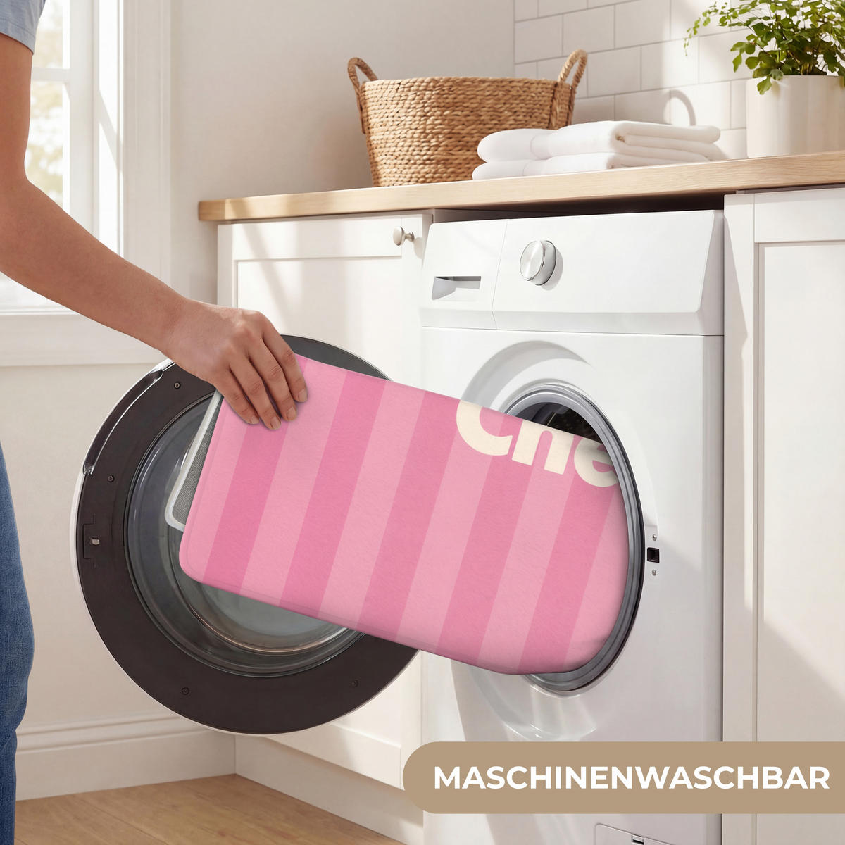 KOUPELNOVÁ PŘEDLOŽKA Pruhované - růžové - Chéri 90x60 cm - růžová, textil/plast (90/60cm) - OnlyWow