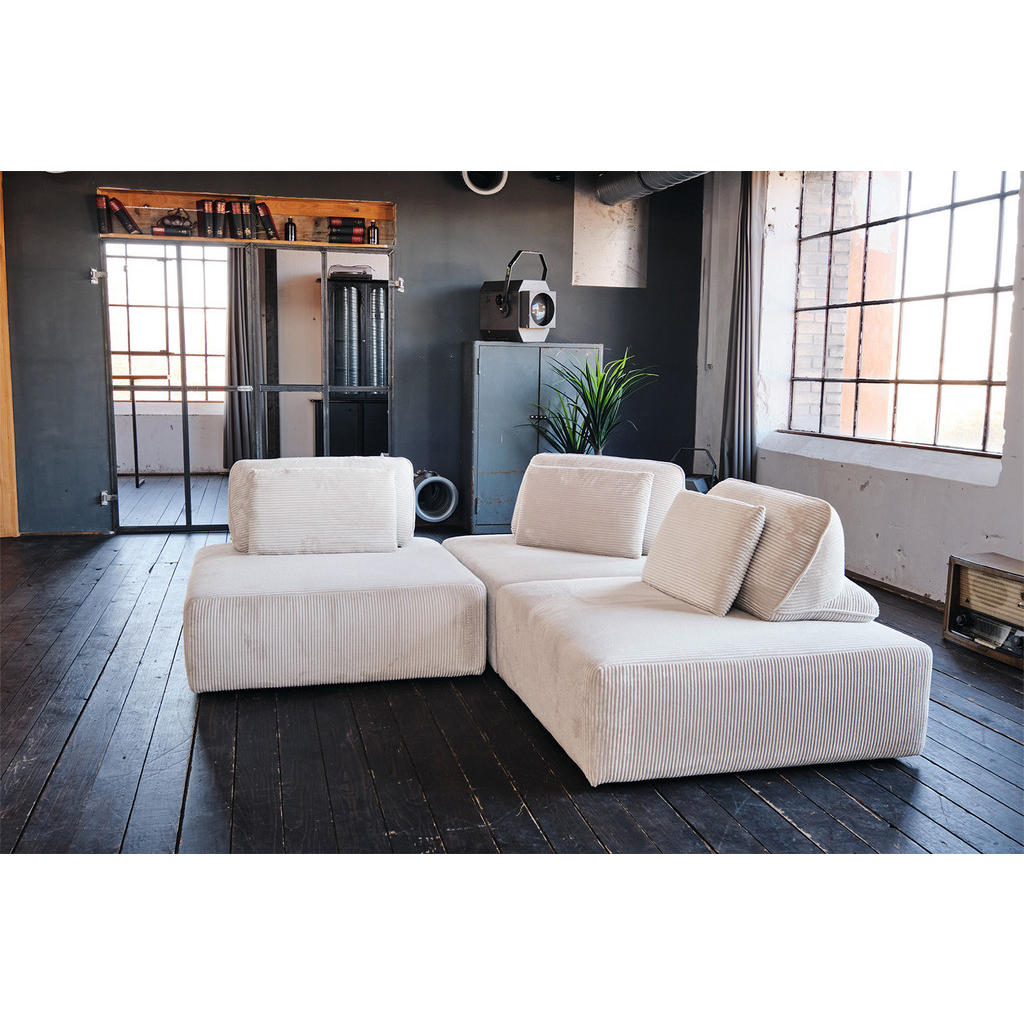 Thumbnail - Kawola Modulsofa, Creme, Textil, Echtholz, 3-Sitzer, Füllung: Schaumstoff, 333x84x111 cm, Wohnzimmer, Sofas & Couches, S...