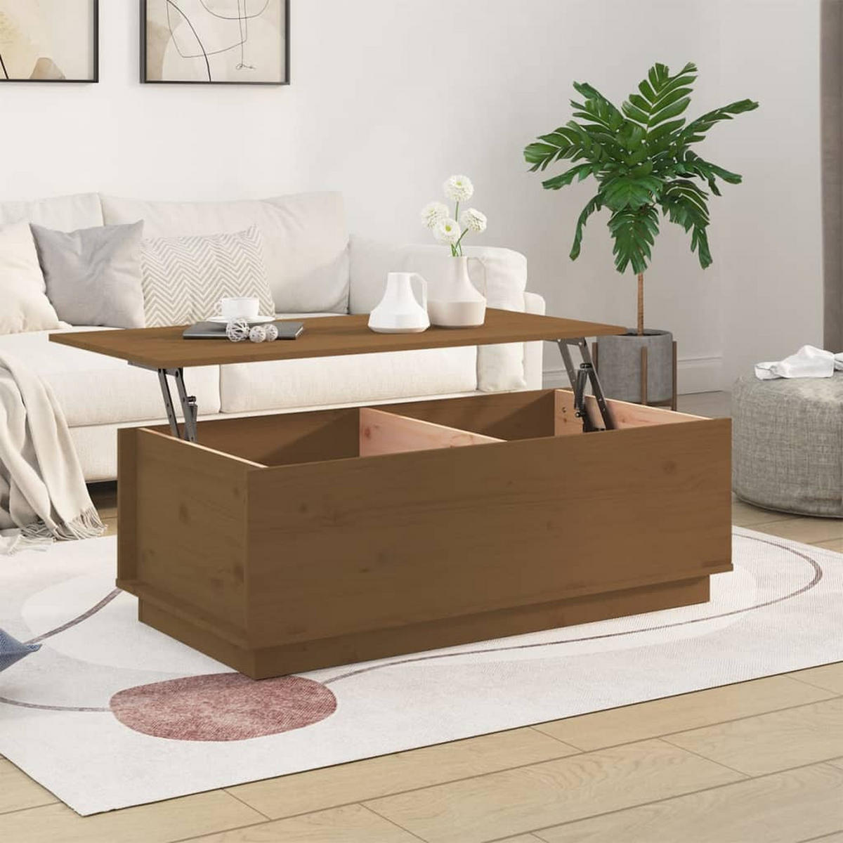 COUCHTISCH Honigbraun 100x50x35 cm Massivholz Kiefer - Braun, Holz (100/50/35cm) - furnicato