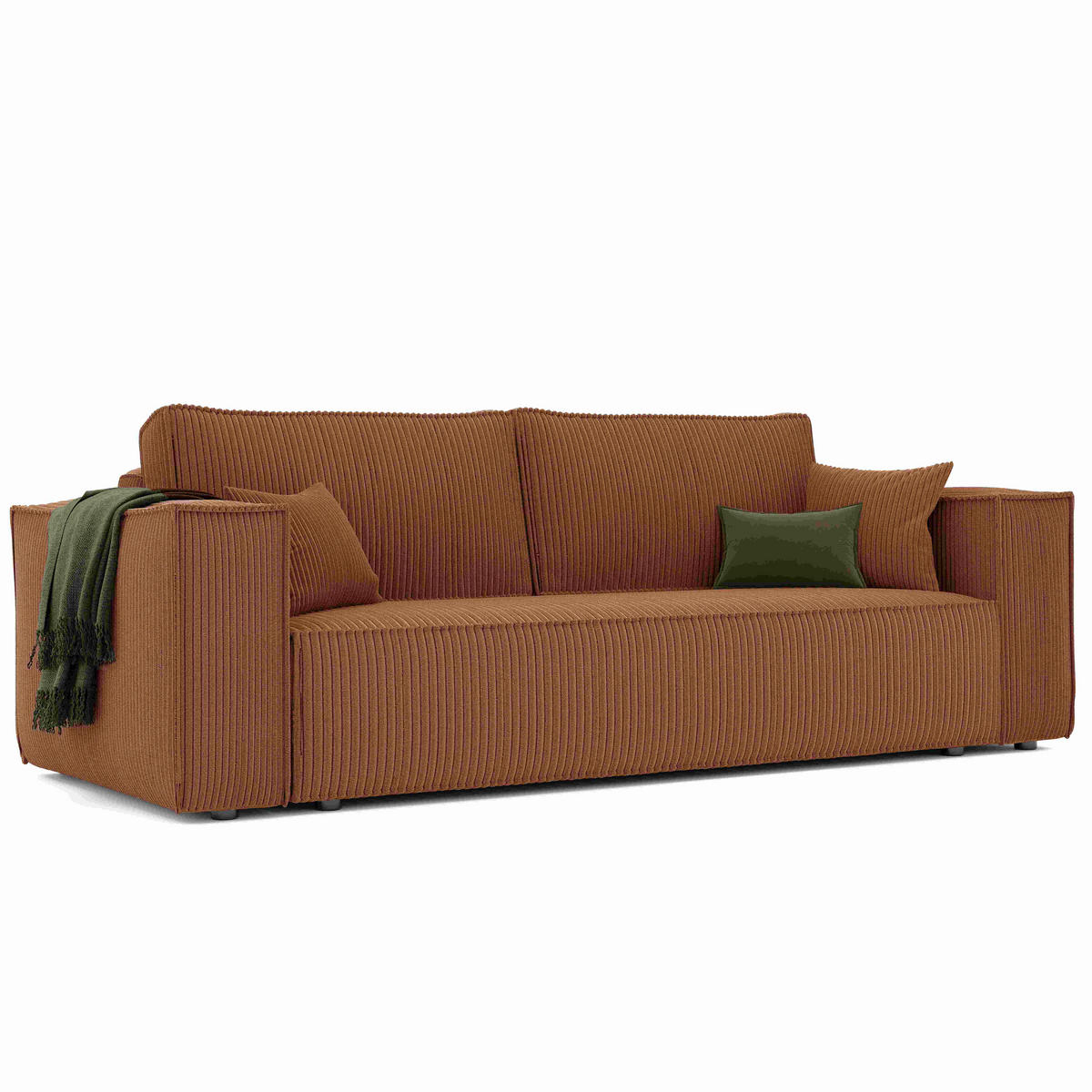 SOFA mit Schlaffunktion und Bettkasten, Ziegelrot - Orange, Holzwerkstoff/Textil (240/84/105cm) - Idohome