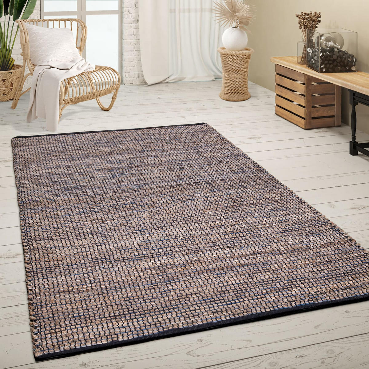NATURFASERTEPPICH 200/290 cm Odense 684 - Blau, Naturmaterialien (200/290cm) - Paco Home