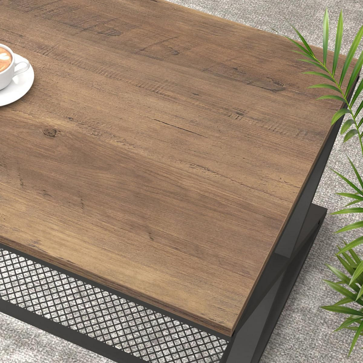 COUCHTISCH Holz Metall Industrial mit Ablage 120 x 60 x 45 cm - Walnussfarben, Holzwerkstoff/Metall (60/120/45cm) - Quality Elegance