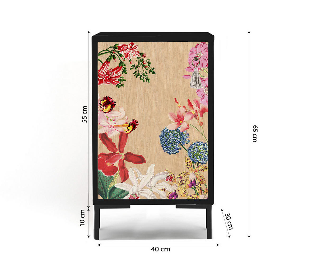 NACHTTISCH aus MDF mit EXOTIC ORCHIDEA - Rot, Holzwerkstoff (30/65/40cm) - RNT By Really Nice Things