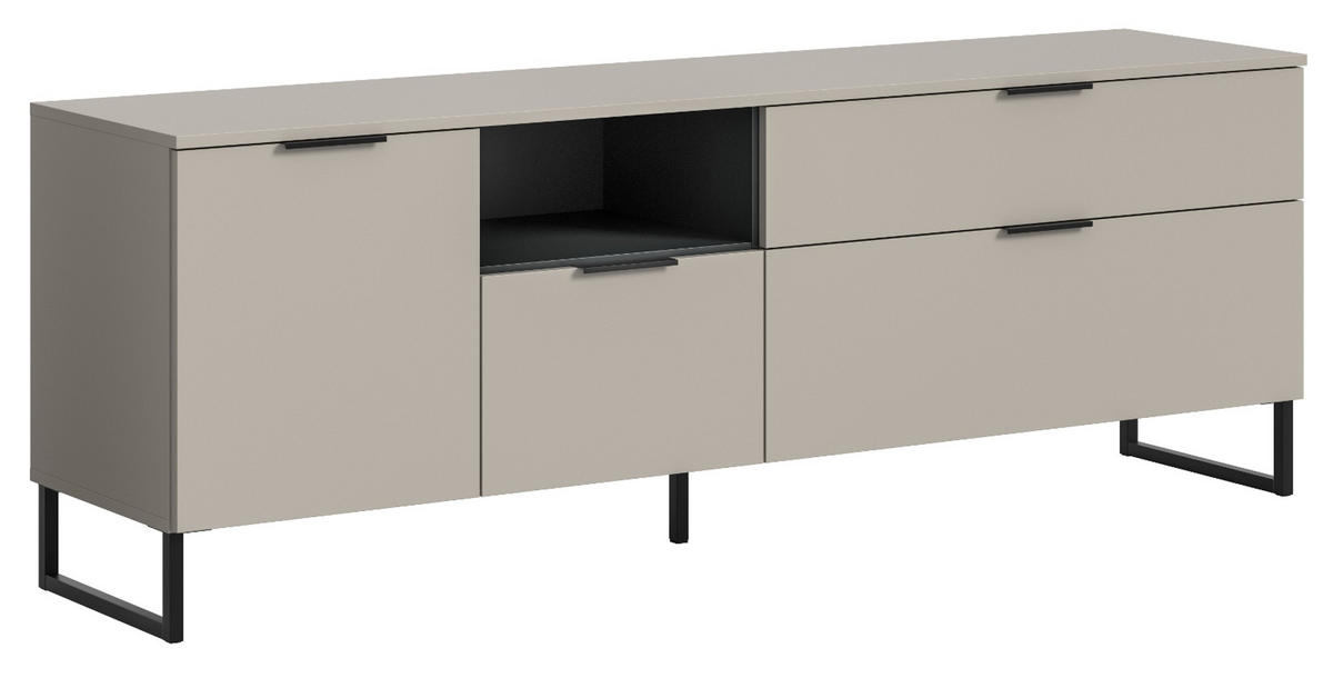 TV-LOWBOARD Kaschmir, schwarz, TV Unterteil 185 cm mit Soft-Close - Kaschmir/Schwarz, Holzwerkstoff/Kunststoff (185/64/41cm) - Inn.Furn