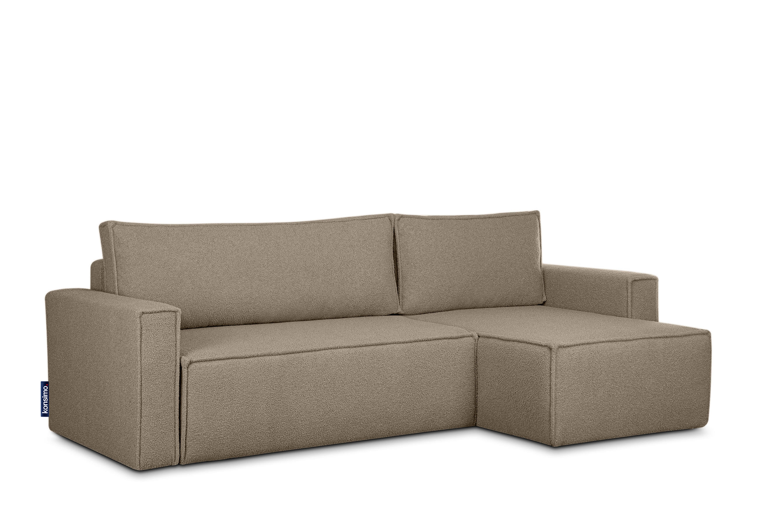 ECKSOFA-LINKS/RECHTS NAPI II mit Schlaffunktion, dunkelbeige - Beige/Braun, Textil (246/148cm) - KONSIMO®