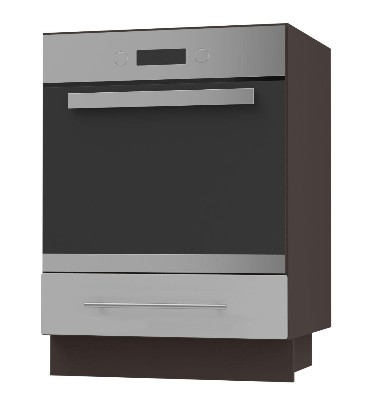HERDUMBAUSCHRANK Bari D11K/60 Lava / RAL 7040 fenstergrau 60 / 50 / 82cm - Dunkelgrau/Grau, Holz/Holzwerkstoff (60/82/50cm) - Feldmann-Wohnen