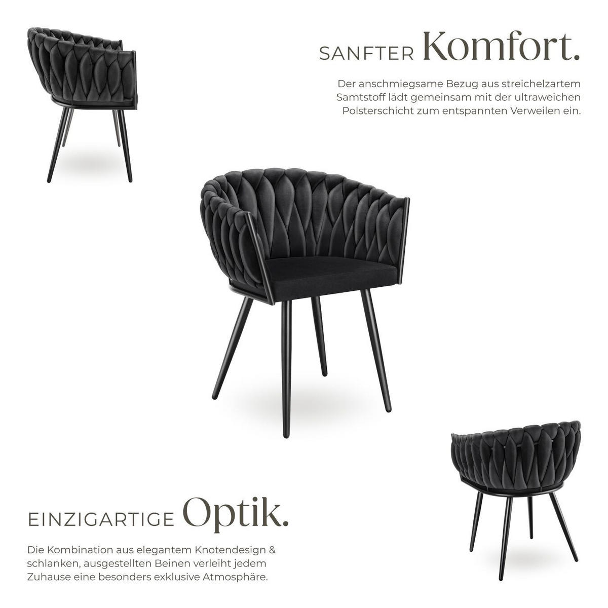 ESSZIMMERSTUHL 2er Set Astano 60 5 x 55 x 75 cm schwarz - Schwarz, Textil (60.5/75/55cm) - tectake