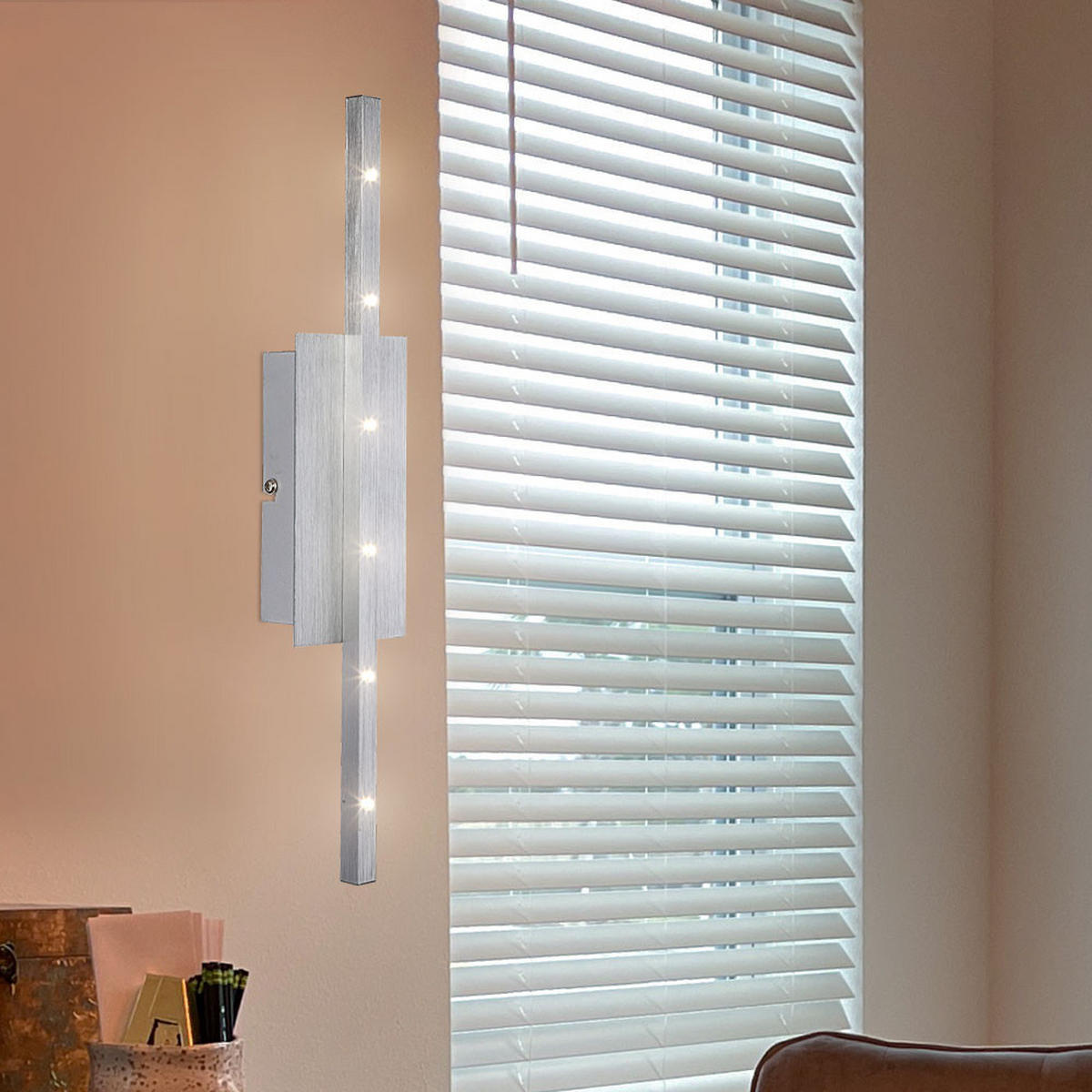 LED WANDLEUCHTE Caliban Weiß gebürstet 2er Set - Weiß, Metall (8/40.5/3cm)