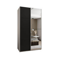 SCHWEBETÜRENSCHRANK 245,5/130/64 2-türig - Silberfarben/Schwarz, Holz/Metall (130/245/64cm) - Abiks Möbel