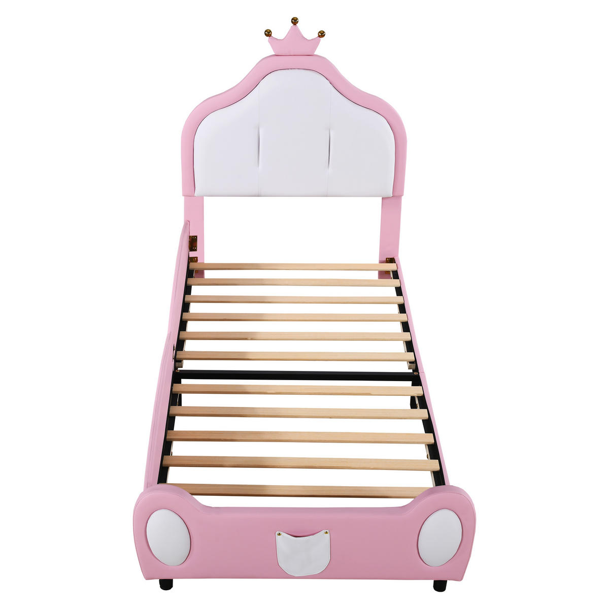 ČALÚNENÁ posteľ 90/200 cm, ružová, umelá koža, čelo postele s korunou - pink, drevo (90/200cm) - SHOPENTRA