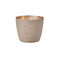 TEELICHTHALTER Madras Herz M, Eisen, Sandstone, Gold, 8.5 cm - Beige, Metall (8cm) - Gift Company