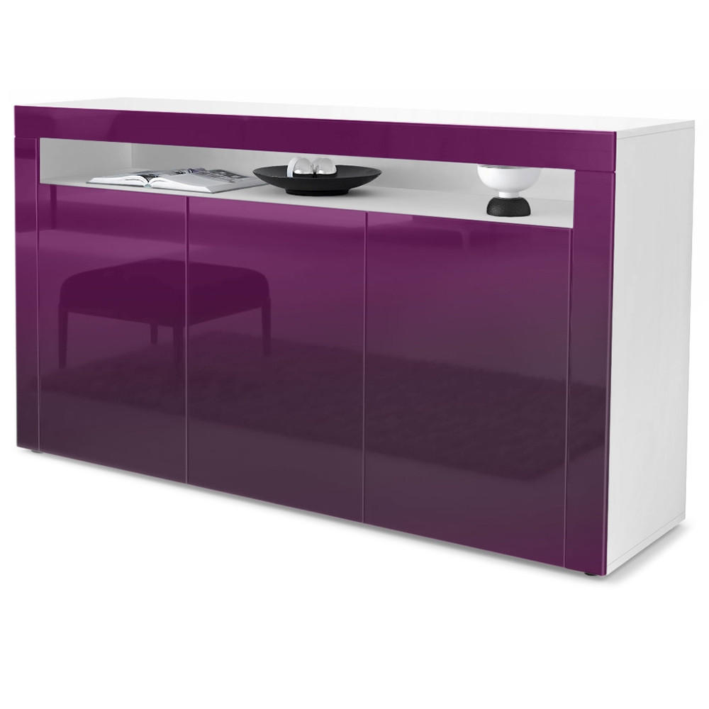 SIDEBOARD Valencia Brombeer Hochglanz / Brombeer Hochglanz - Brombeere, Holzwerkstoff (155/92/40cm) - Vladon
