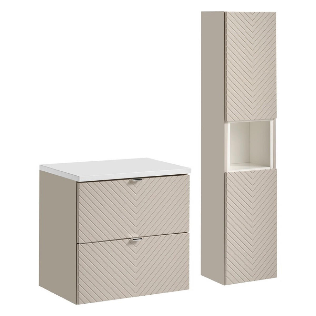 Milaros Markt Badmöbel-Set Kaschmir, Weiß 60x57x40 cm