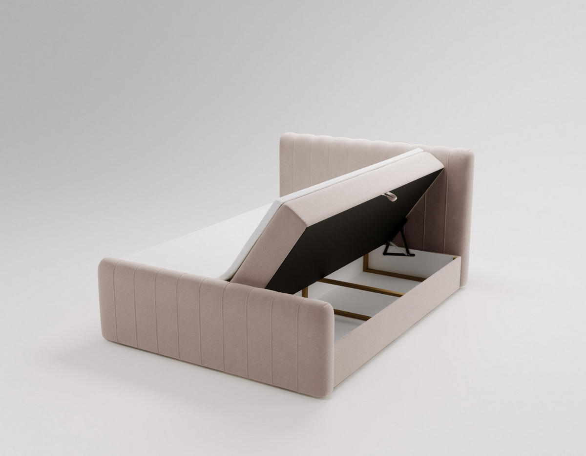 BOXBETT OSLO mit Bettkasten Stoff Komodo Dunkelbeige 120x200 cm - Cappuccino, Holz (120/200cm) - Kaiser Möbel