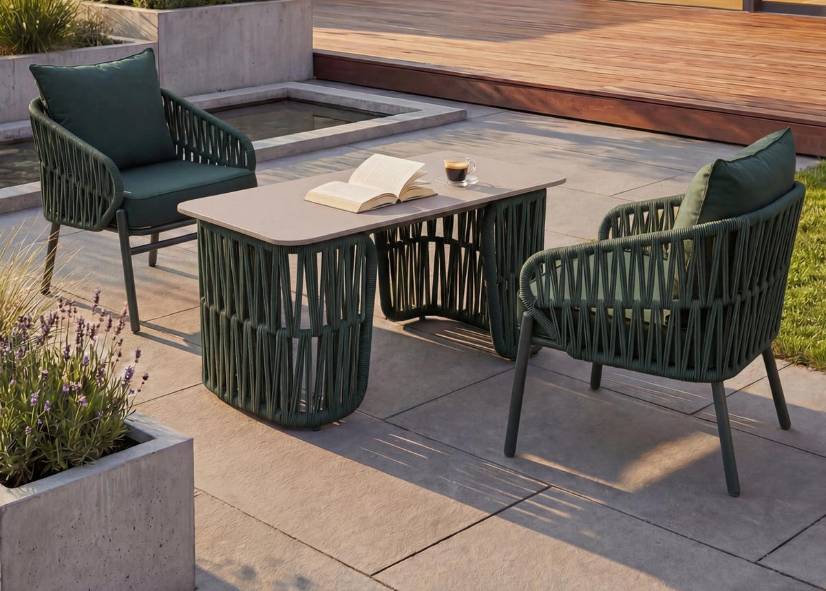 LOUNGETISCH eckig Grün, Cremeweiß - Weiß/Grün, Metall (45/90/43cm) - MCW