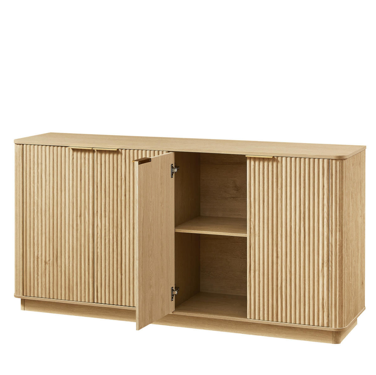 SIDEBOARD aus Spanplatte 120/35,5/90,5 cm mit 4 Schubladen, 2 Türen und Push-to-open, Schwarz/Natur - Naturfarben, Holzwerkstoff (120/90.5/35.5cm) - Redom