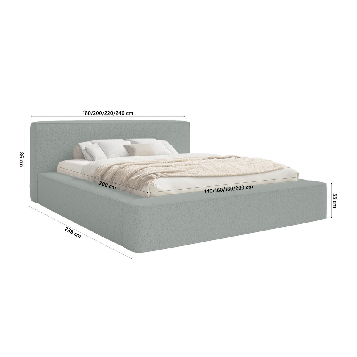 POLSTERBETT Mummo Premium 160x200 cm, Grün - Grün, Textil (200/160cm) - Fedve