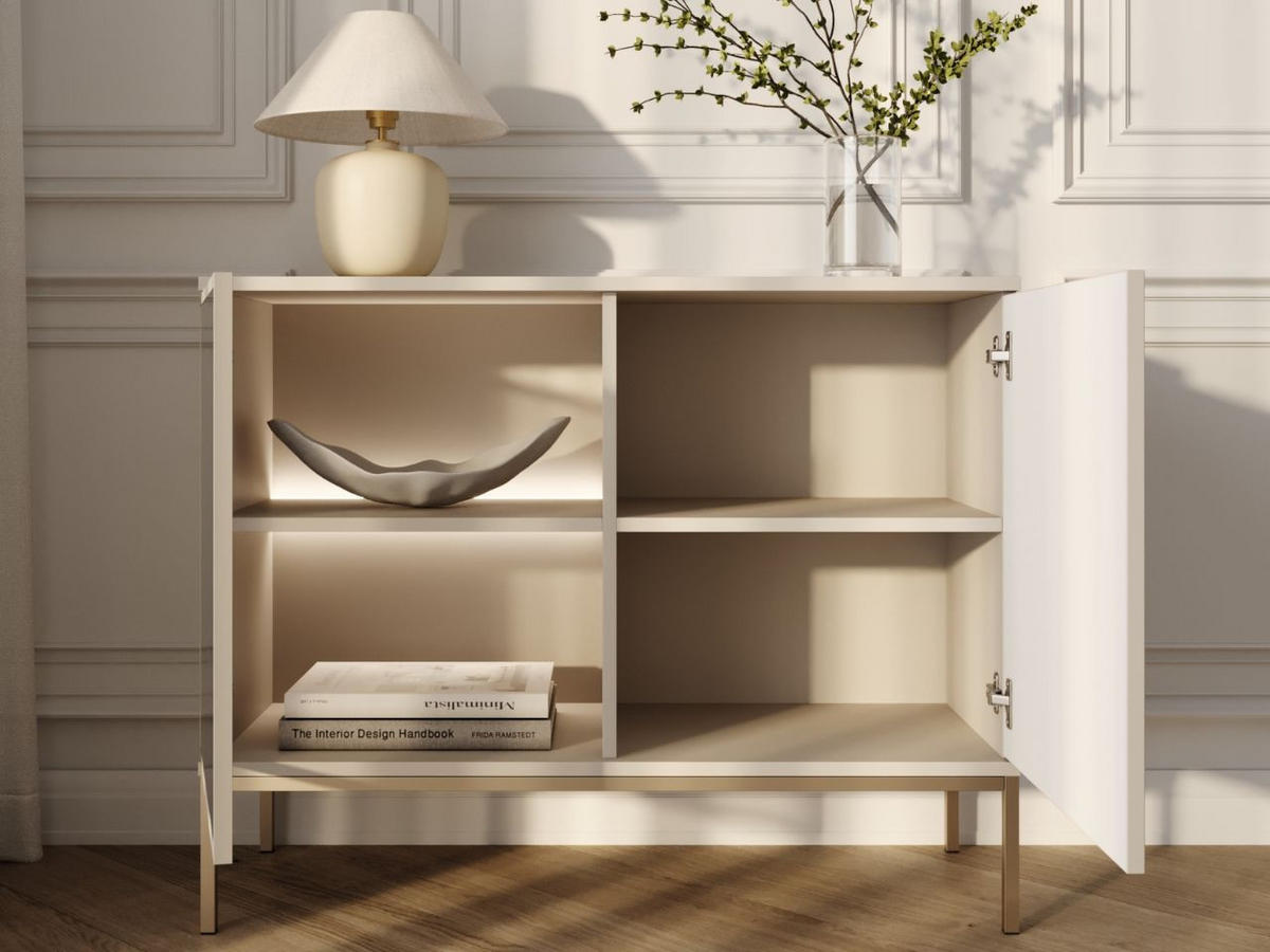 KOMMODE Kaschmir 104/83/39 cm Deo - Kaschmir/Champagner, Glas/Holz (104/85/39cm) - Graingold