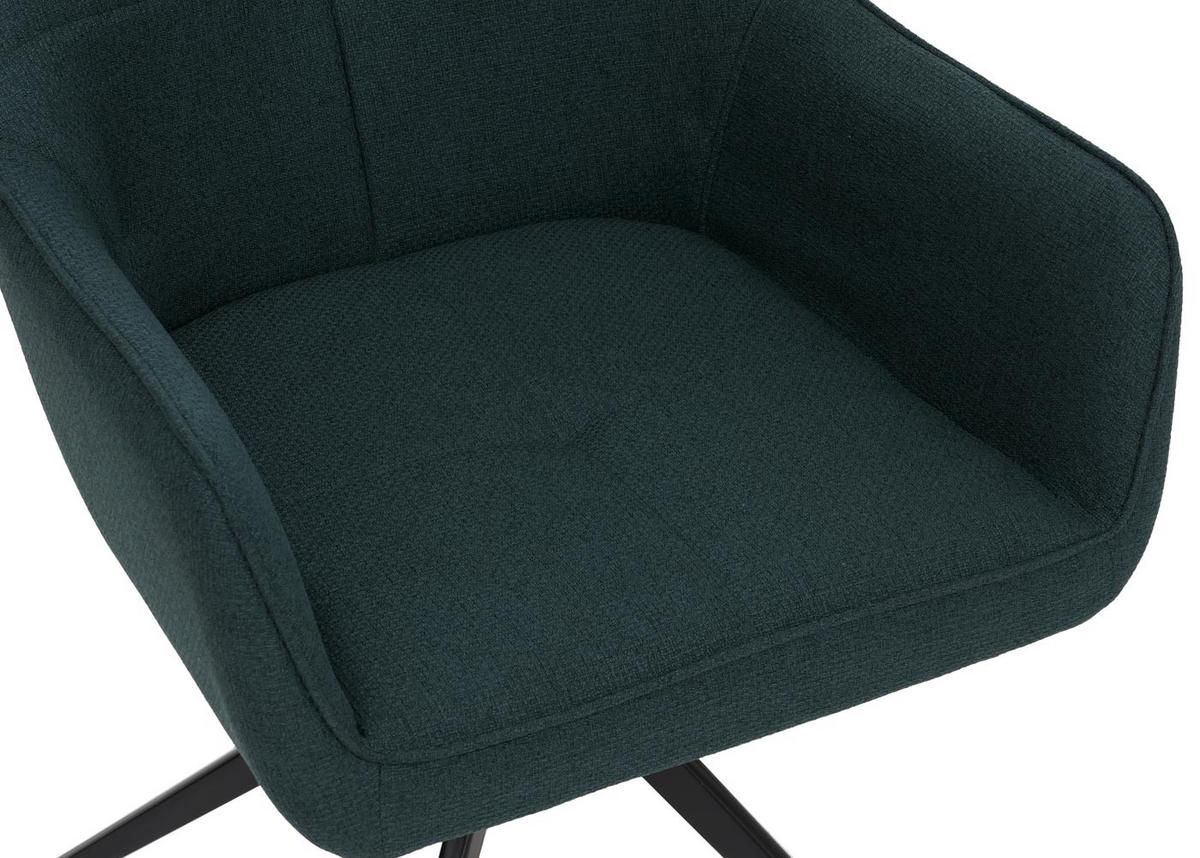 2ER-SET Esszimmerstuhl | HxBxT 80x53x59cm | Sitzhöhe 41cm | Stoff/Textil (270g/m²) | Petrol-Grün | Küchenstuhl Armlehne - Grün, Textil (53/80/59cm) - CHEFGASTRO