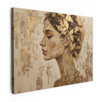 LEINWANDBILD Frau - Gold - Abstrakt - Textur Wandbilder 80x60 cm - Goldfarben, Textil (80/60cm) - MuchoWow