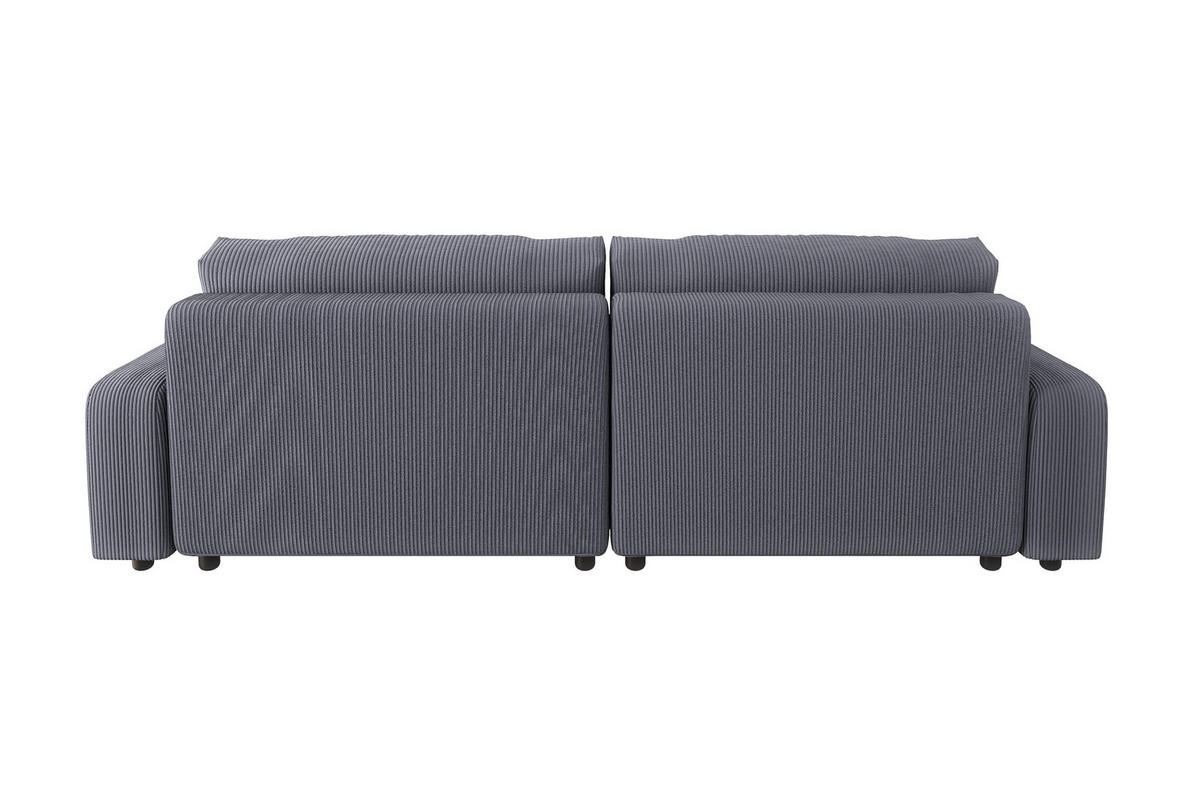 ECKSOFA Emma Grau Cord - Ottomane links - Grau, Textil (234/170cm) - S-Style Möbel