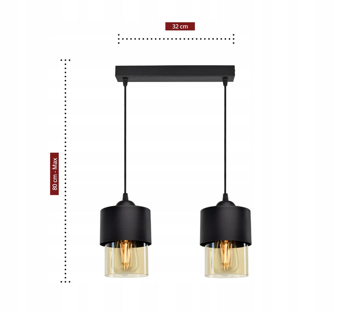 PENDELLEUCHTE Hege - Transparent/Schwarz, Glas/Metall (12/35/80cm) - kiki design
