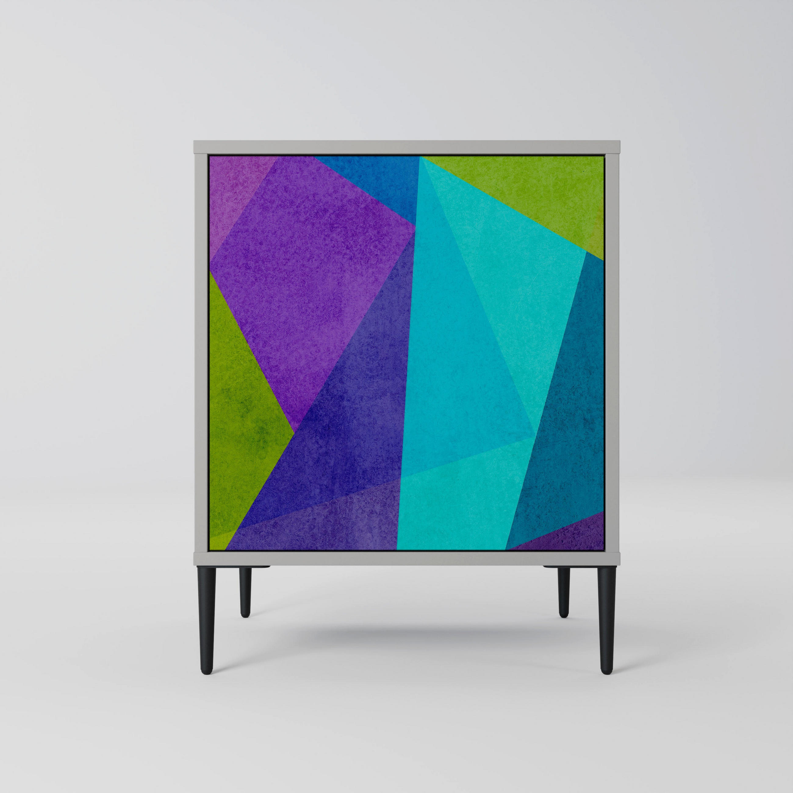 SIDEBOARD COLD SHOWCASE, Grau, 57,5x42x72,5 cm, Schwarze Metallfüße - Multicolor/Schwarz, Holzwerkstoff/Metall (57.5/72.5/42cm) - SpaceRebels