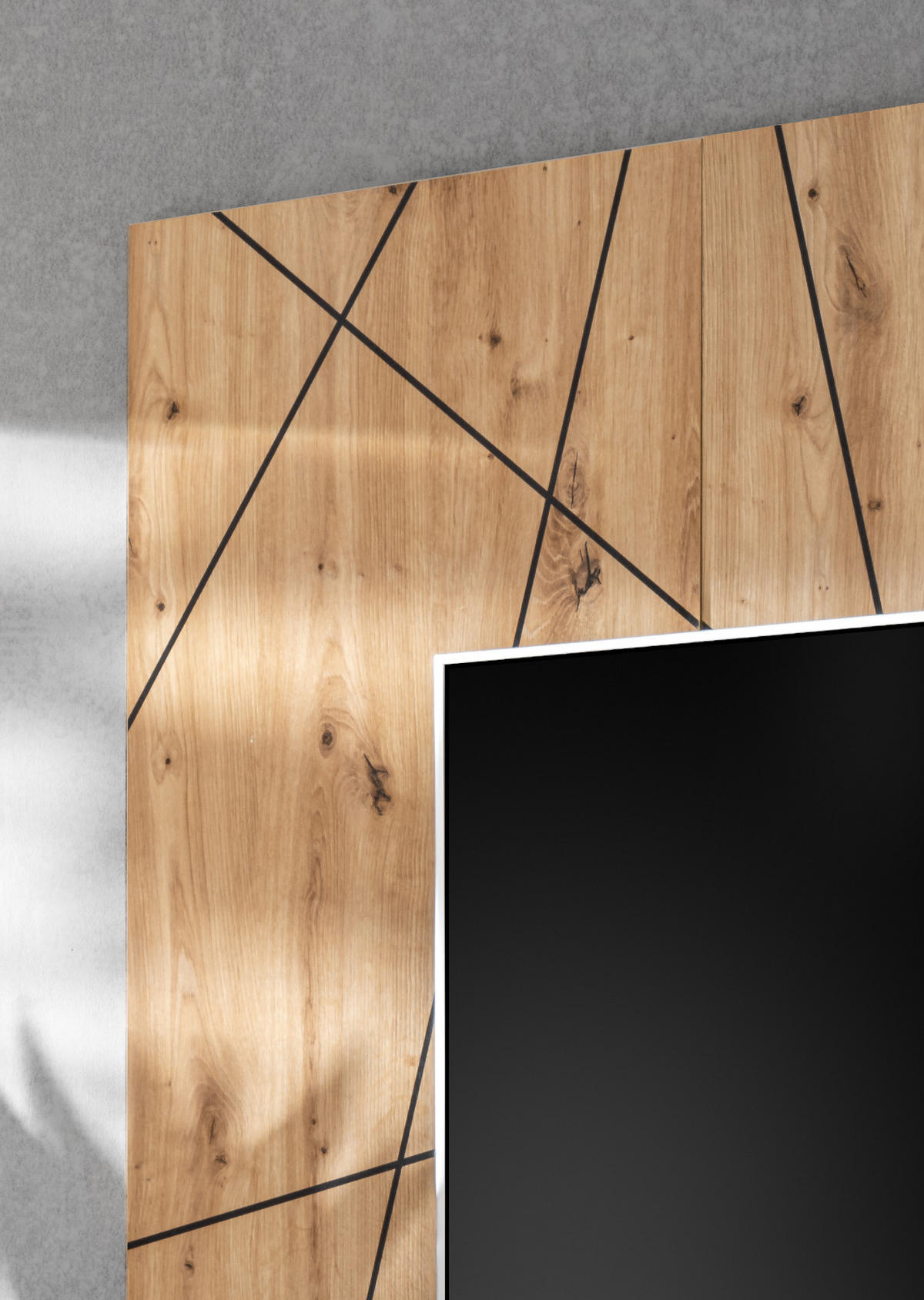 TV-LOWBOARD grau, Eiche Artisan 160, TV-Unterschrank hängend mit Akustikpaneel - Hellgrau/Eiche Artisan, Glas/Holzwerkstoff (160/148/35cm) - Inn.Furn