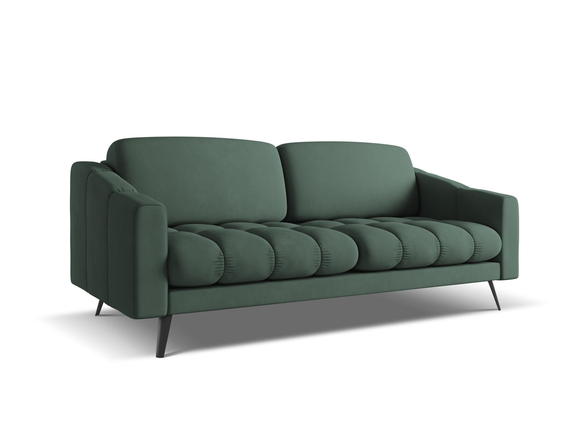 3-SITZER SOFA Chenille Stoff Grün - Schwarz/Grün, Textil/Metall (202/80/95cm) - Makamii