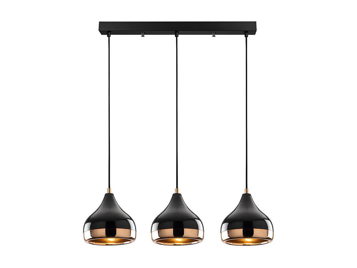PENDELLEUCHTE aus schwarzem und kupferfarbenem metall mit 3 glühbirnen - yildo 67/17/111 cm - Schwarz, Metall (17/67/111cm) - Vente-Unique