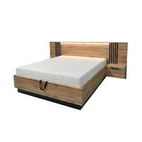 BETT LABOO LUX 160 / 200 cm in Eiche Wotan / Schwarz mit Lamellen - Eiche Wotan/Schwarz, Holzwerkstoff (160/200cm) - Deine Möbel 24