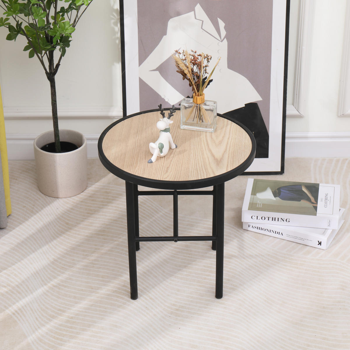 BEISTELLTISCH Rund Schwarz 40 x 40 x 40 cm - Schwarz, Holz (40/40/40cm) - Nordlys