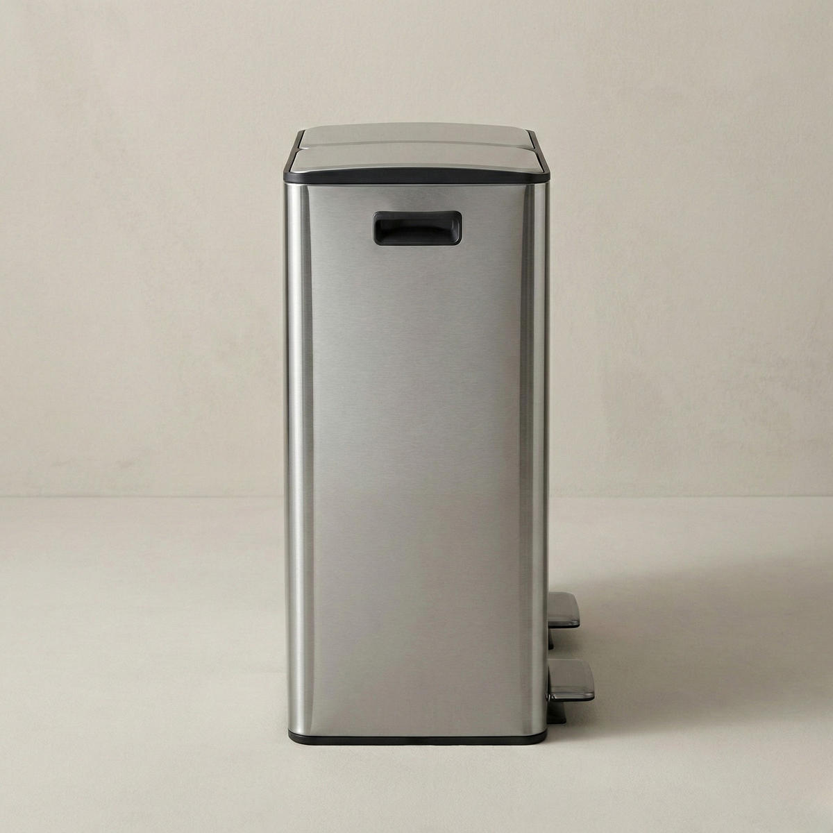ZWEIKAMMER-MÜLLBEHÄLTER Solv 60 l 30/45/71 cm - Silberfarben, Metall (45/71/30cm) - NUXIO