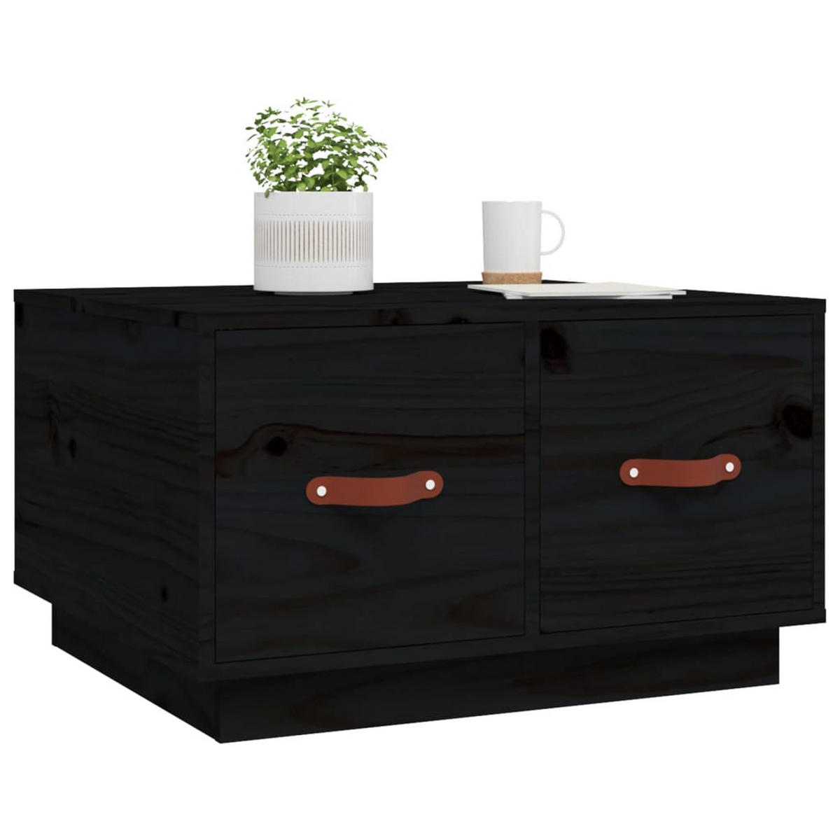 COUCHTISCH Schwarz 60x53x35 cm Massivholz Kiefer - Schwarz, Holz (60/53/35cm) - furnicato