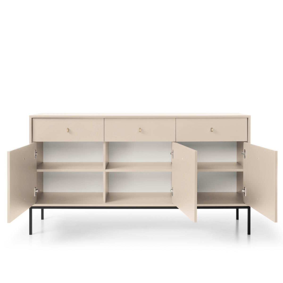 SIDEBOARD MONCTON KOM3-3D3S Metalgriffe, Beige - Beige, Holzwerkstoff/Kunststoff (154/83/39cm) - Komodee