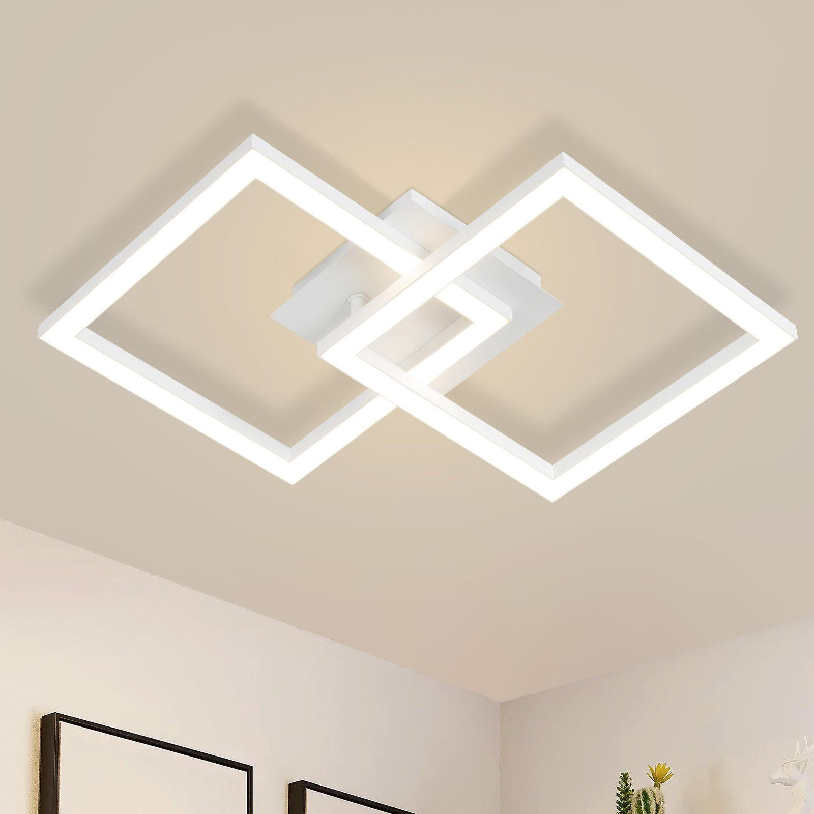 LED-DECKENLEUCHTE Eis 47/30/6 cm - Weiß, Metall (47/30/6cm) - Nettlife