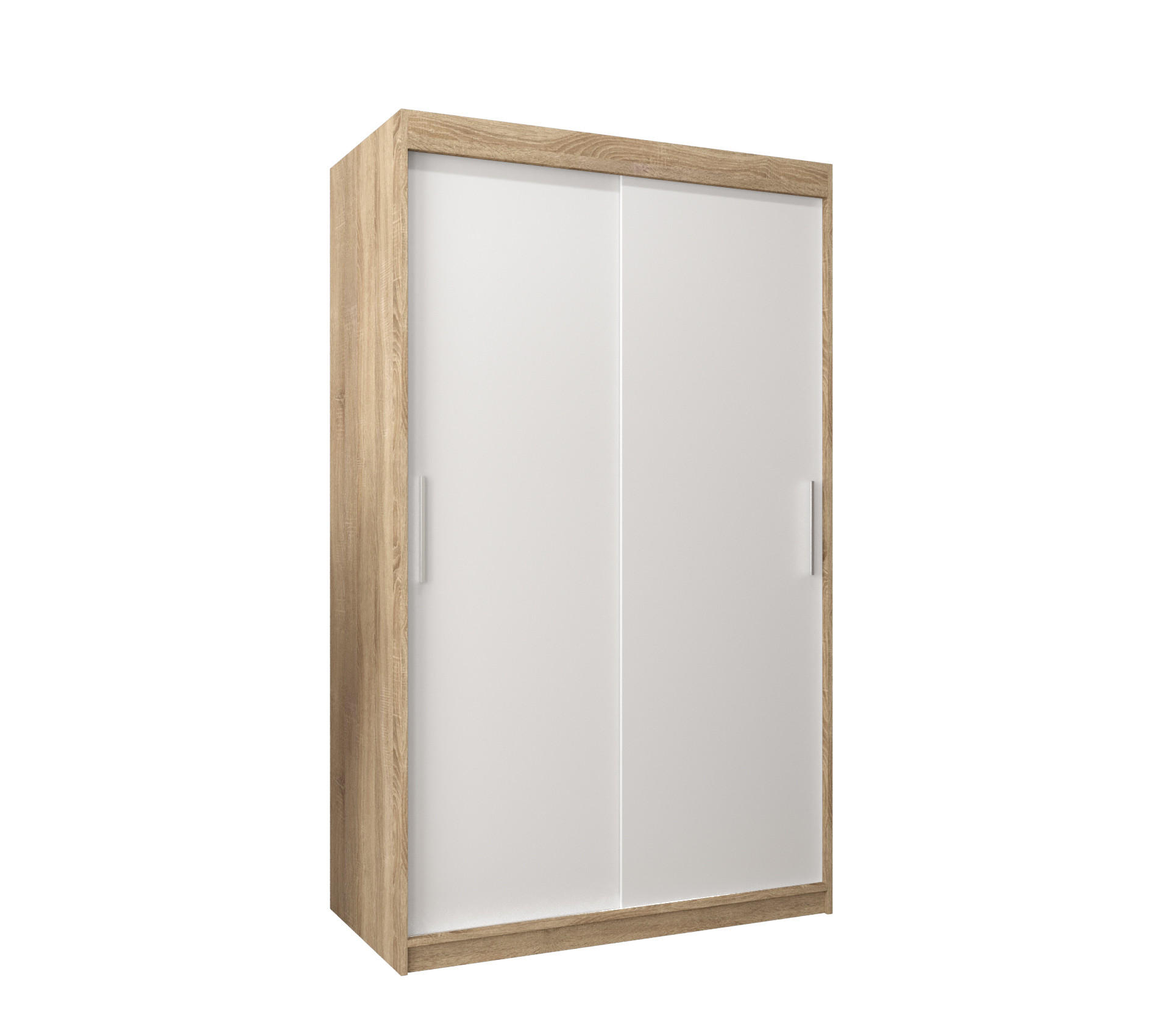 SCHWEBETÜRENSCHRANK 200/120/62 2-türig - Silberfarben/Weiß, Holz/Kunststoff (120/200/62cm) - Abiks Möbel