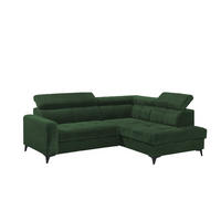 ECKSOFA mit elektronische Sitztiefenverstellung, USB-Anschluss und stilvollem Breitcord-Bezug - Grün, Textil (200/243cm) - ed exciting design