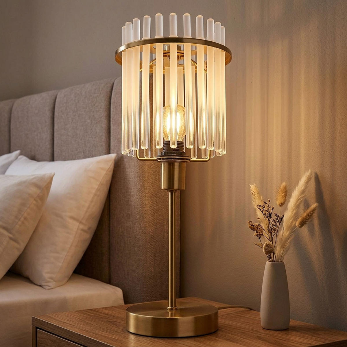 LED TISCHLEUCHTE GORLEY Metall Gold - Goldfarben, Glas (15/15/37.5cm) - Globo Lighting