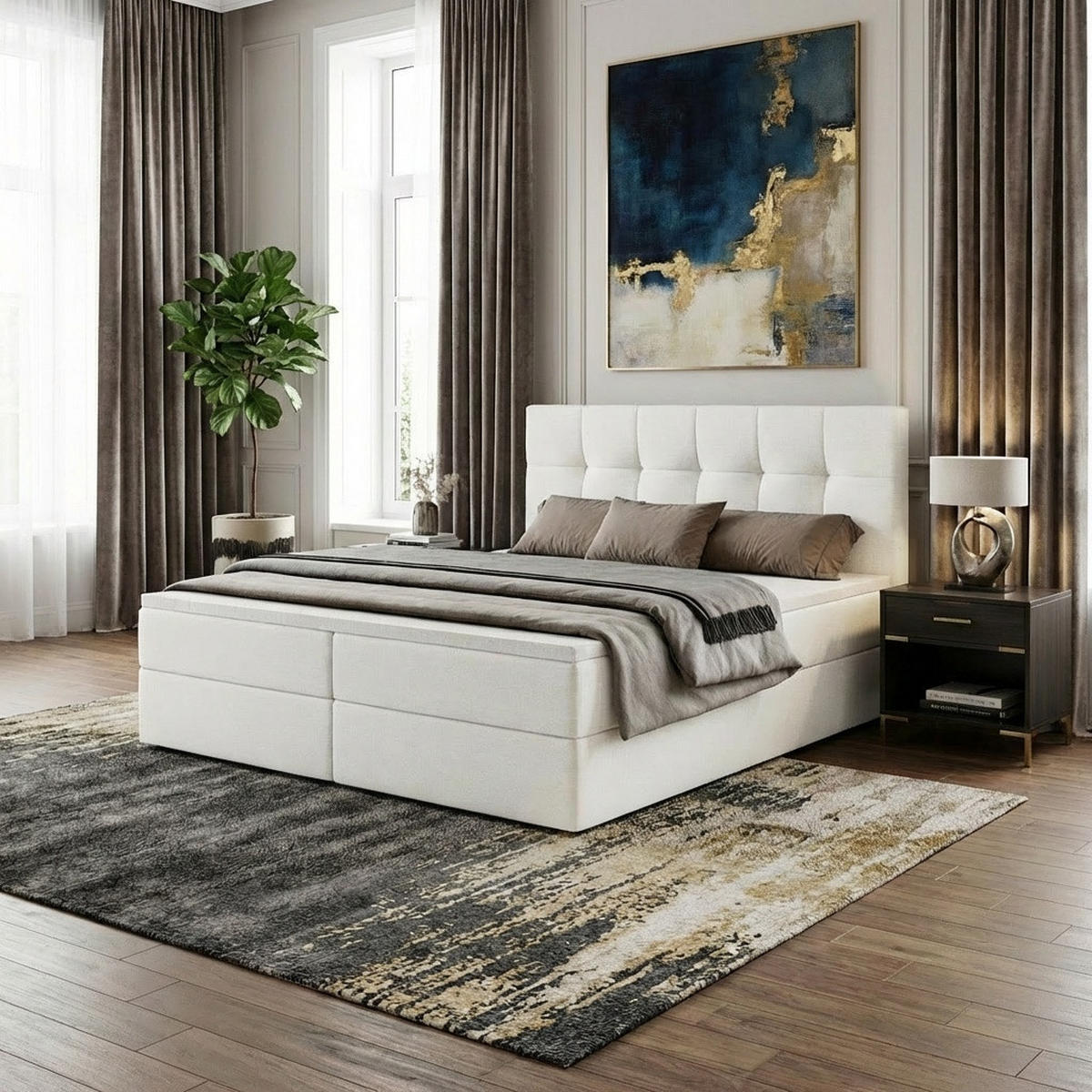 BOXBETT Auren mit Topper Weiß 140x200 - Weiß, Textil (140/200cm) - Luxkor24