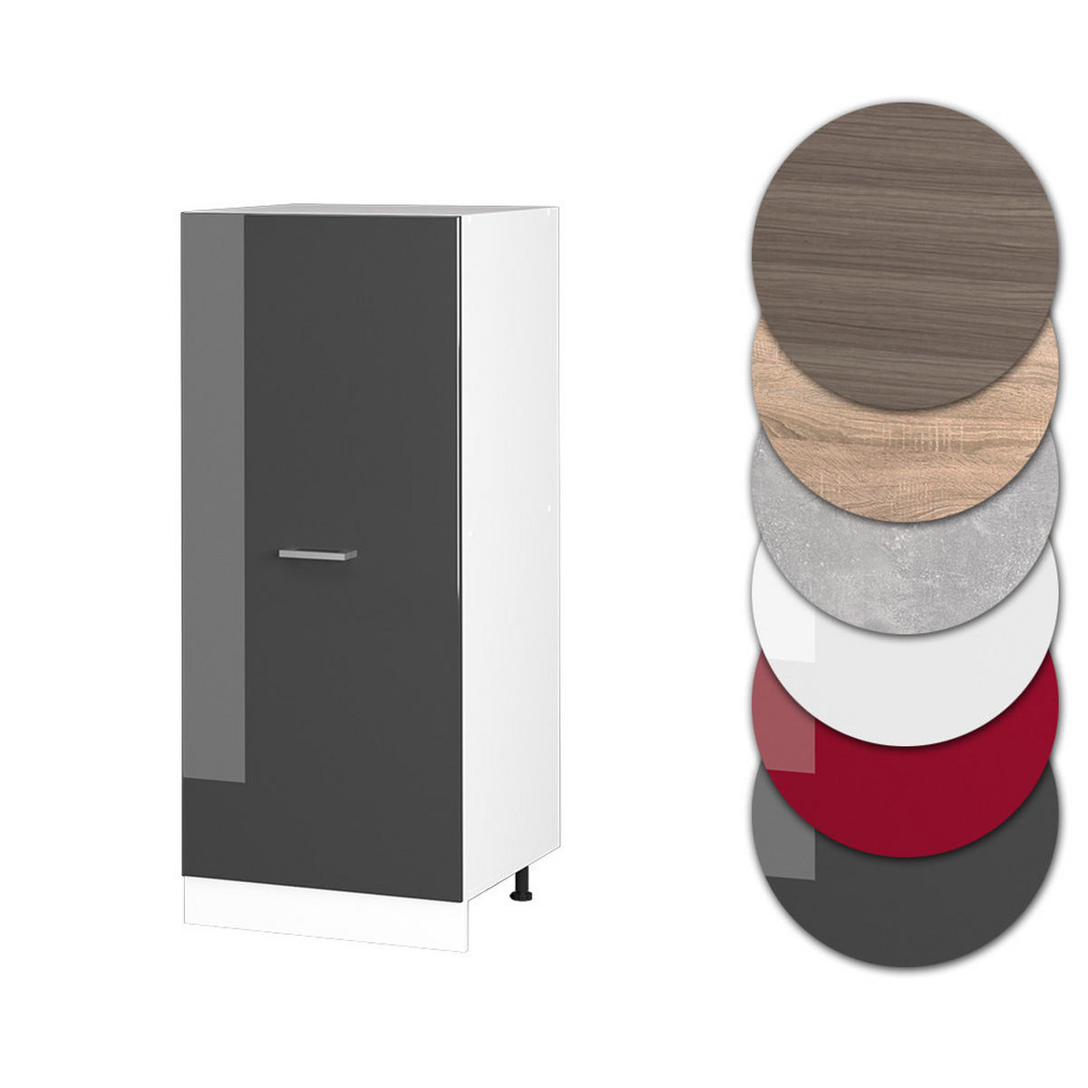 HOCHSCHRANK R-Line Anthrazit Hochglanz 60 cm - Schwarz Hochglanz/Anthrazit, Holzwerkstoff (60/143/57cm) - Vicco