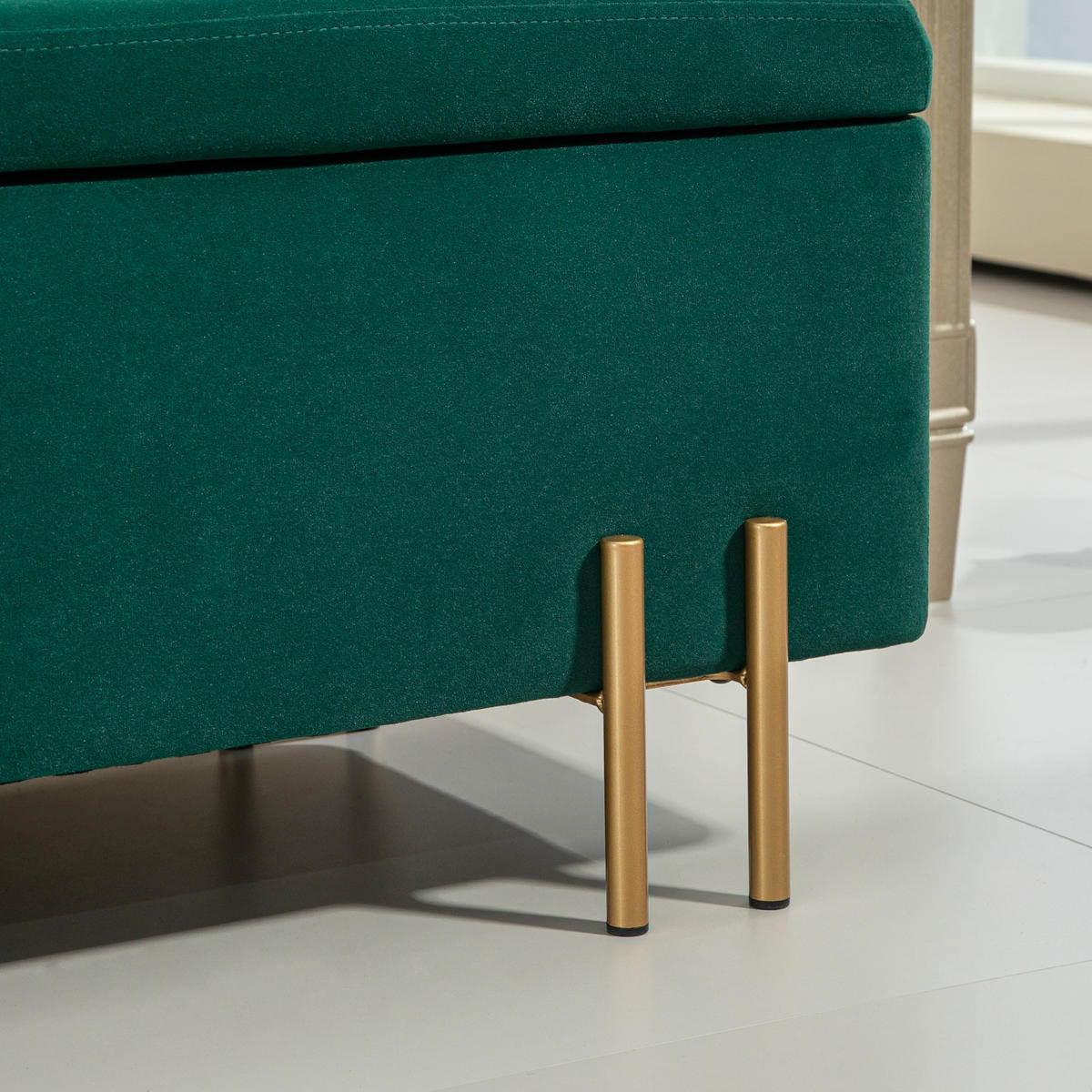 TRUHENBANK DE-07123 Metall & Kautschukholz, bis 220 kg Grün - Grün, Holz/Textil (40/42/100cm) - ComfortXL
