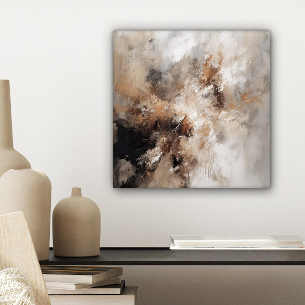 LEINWANDBILD - Farbe - Abstrakt - Beige - Kunst - 20x20 - Wandbilder - Greige, Textil (20/20cm) - MuchoWow