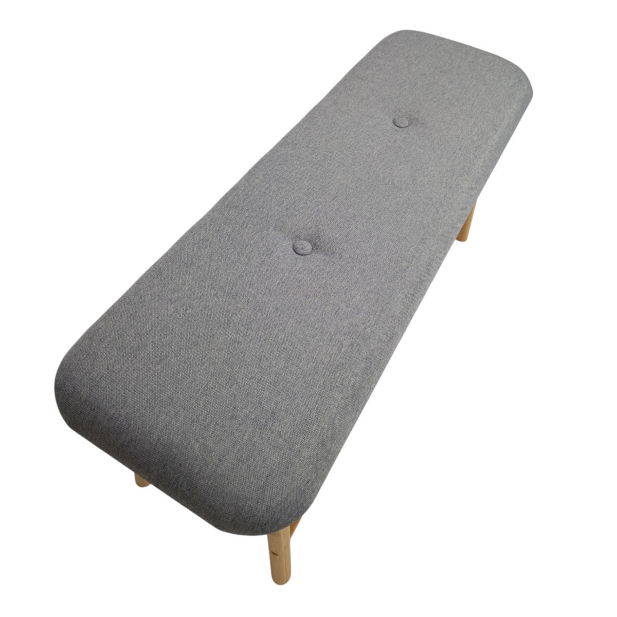 SCHUHBANK Bambus Grau Naturfarbe mit Stoffpolster & Ablage 90/30/43 cm - Grau, Holz/Textil (90/43/30cm) - Begryf