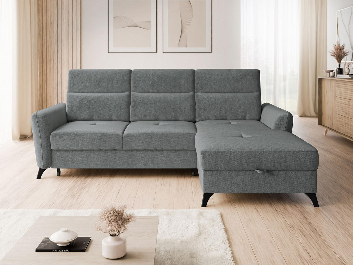 ECKSOFA Talia, Seite: Rechts 2R-LC - Schwarz/Graphitfarben, Holz/Kunststoff (238/167cm) - MIRJAN24