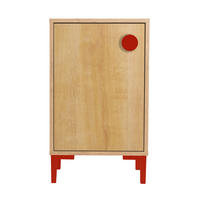 NACHTTISCH mit 1 Tür Farbe Eiche und Details in Rot WILLIAM KIDS - Rot/Eiche Artisan, Holzwerkstoff (40/65/30cm) - RNT By Really Nice Things