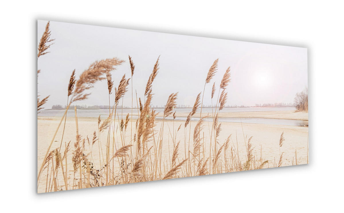 GLASBILD 125x50 cm Strand beige - Beige, Glas (125/50cm) - artissimo