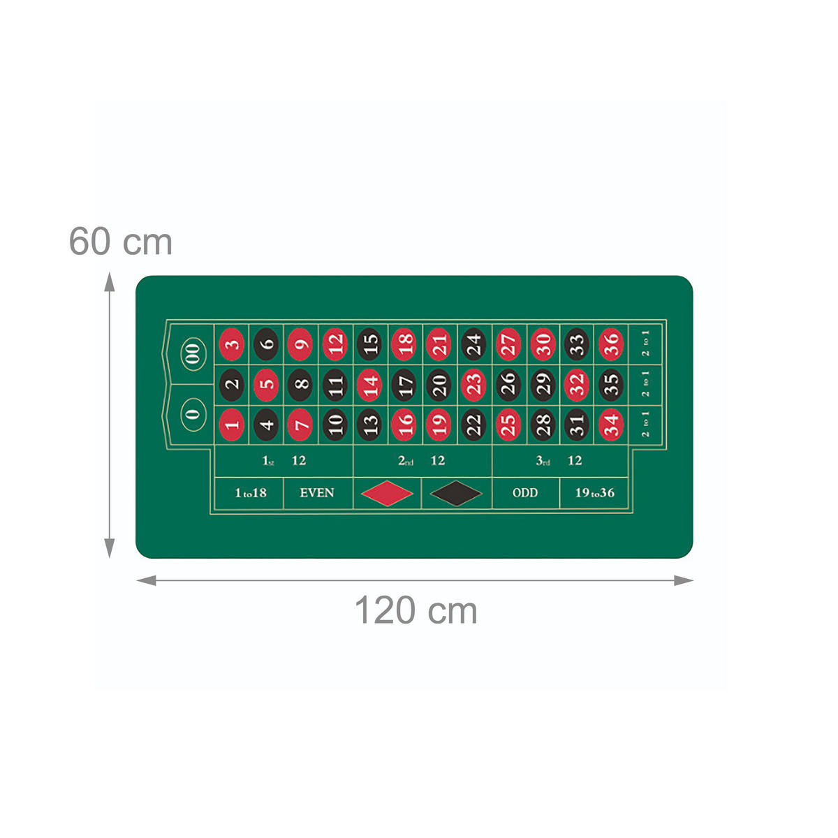 RULETNÍ podložka - tmavě zelená, textil/plast (120/60cm) - Relaxdays