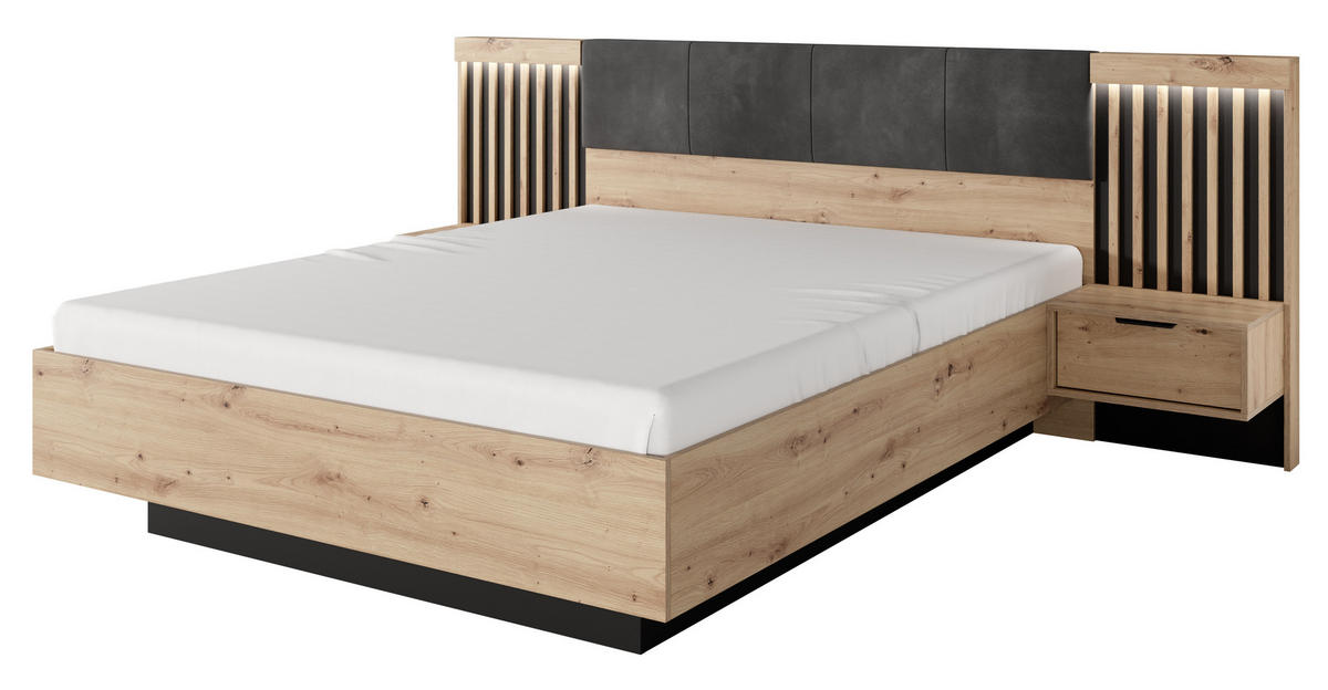 NACHTTISCHE 50 cm mit LED Arcadia, Lamellen, Eiche Artisan - Eiche Artisan, Holz (50/102/40cm) - Emporius